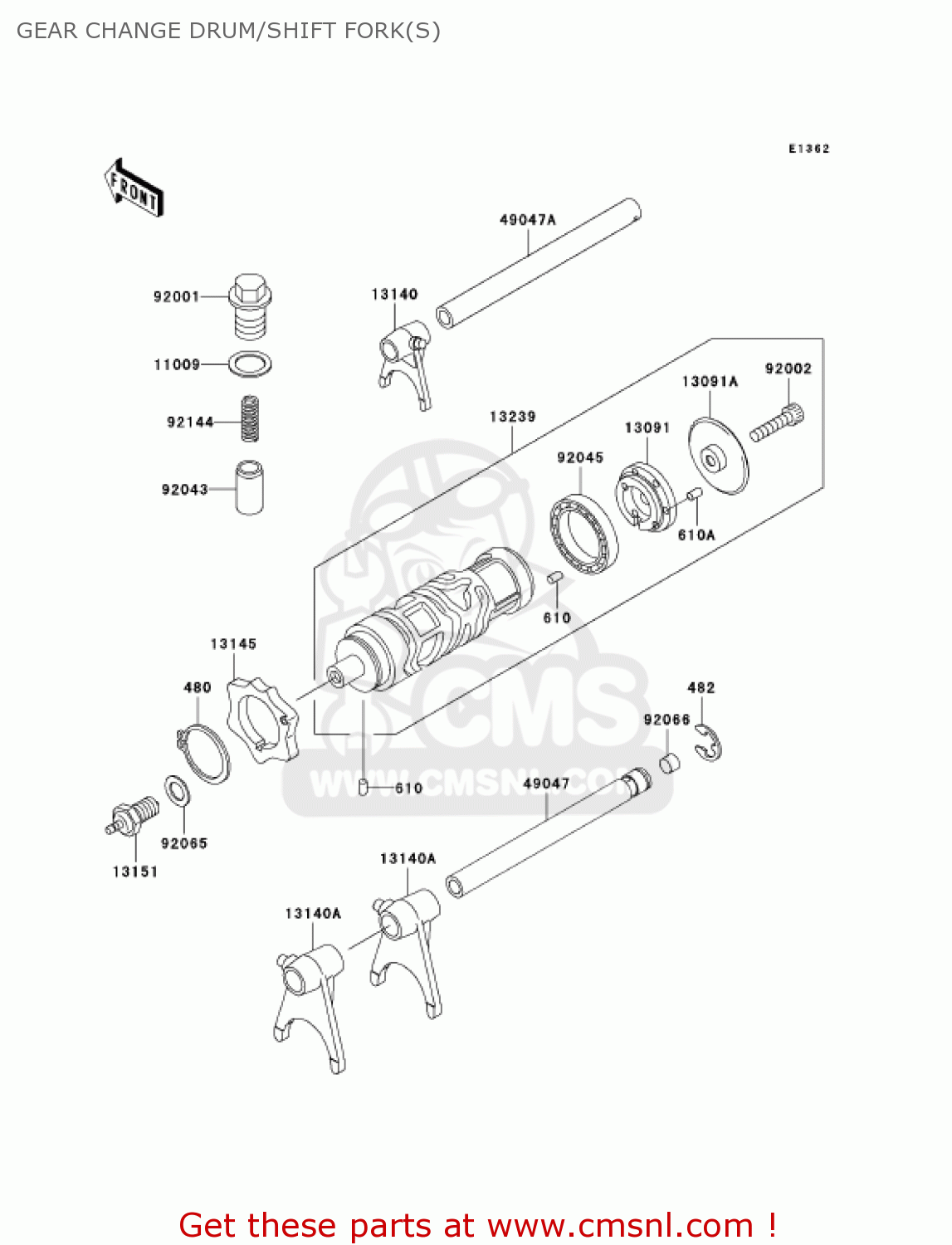 GEAR CHANGE DRUM/SHIFT FORK(S) EX250F7F NINJA 250R 2007 USA CALIFORNIA