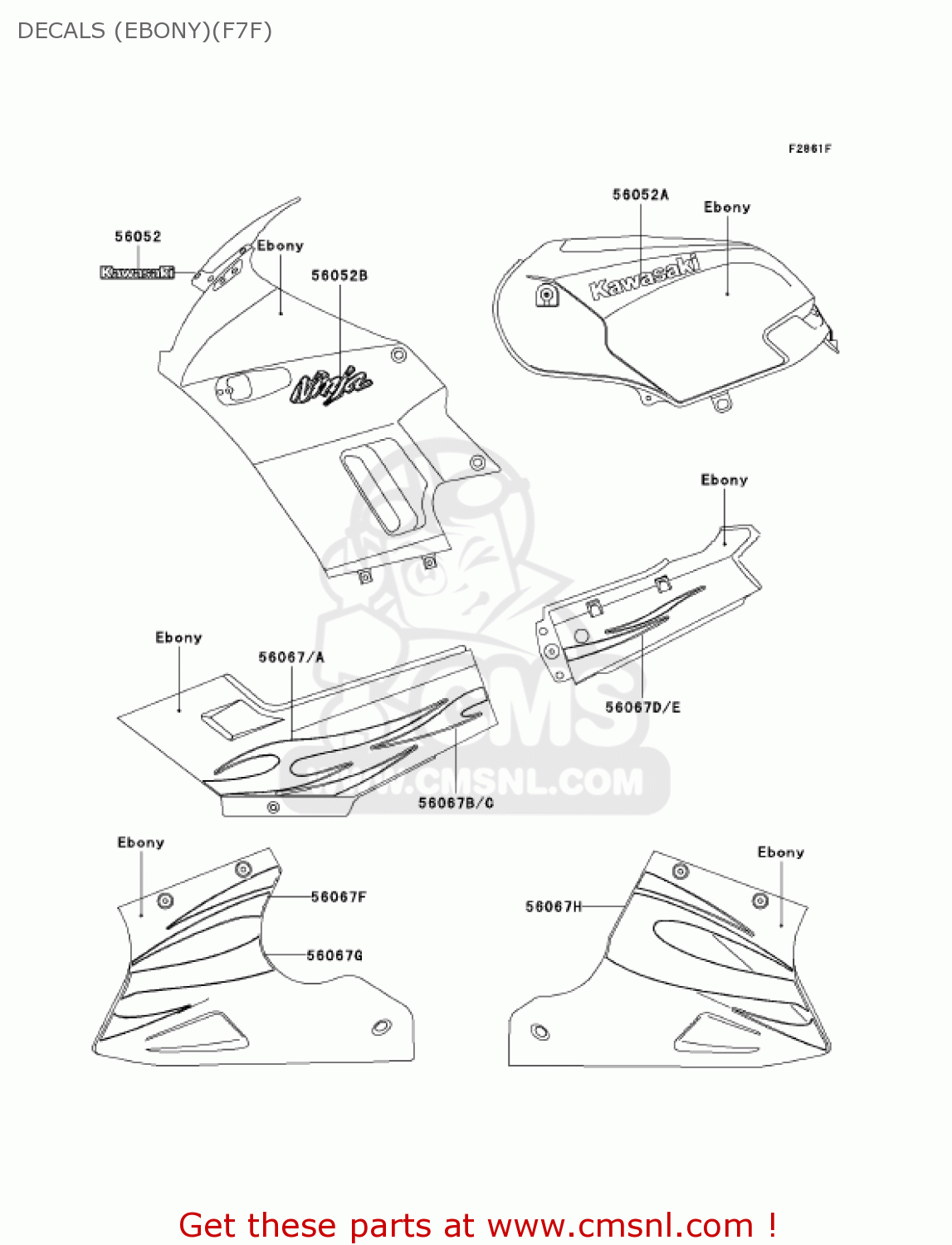 DECALS (EBONY)(F7F) EX250F7F NINJA 250R 2007 USA CALIFORNIA