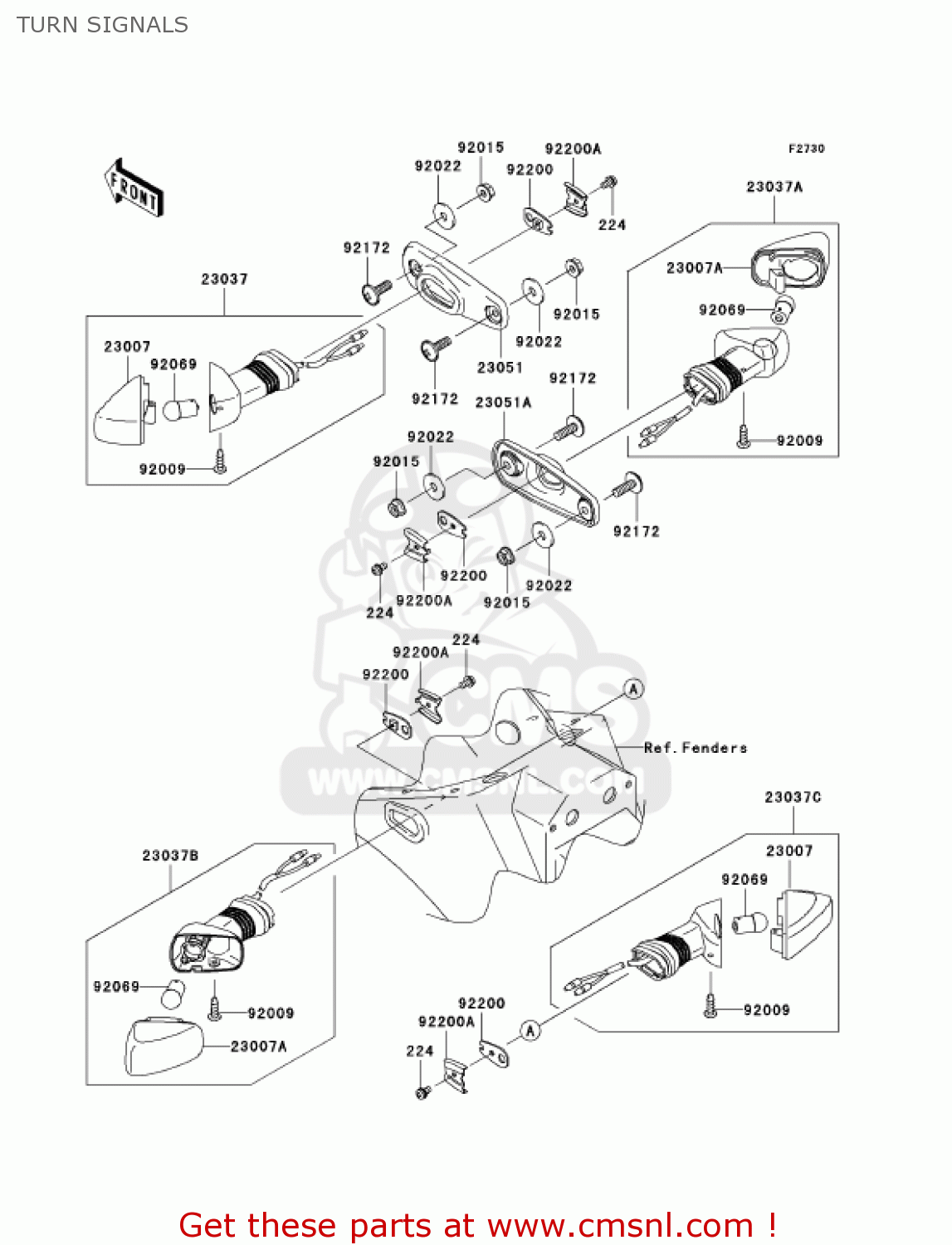 TURN SIGNALS EX250F7F NINJA 250R 2007 USA CALIFORNIA