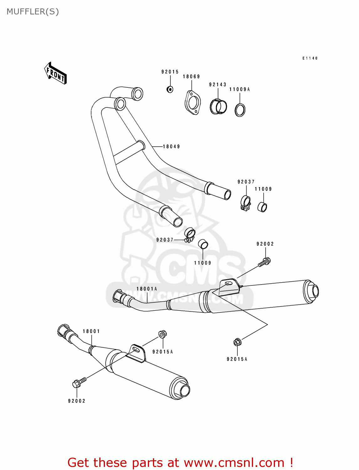 MUFFLER(S) EX250F8 GPX250R 1994 UNITED KINGDOM