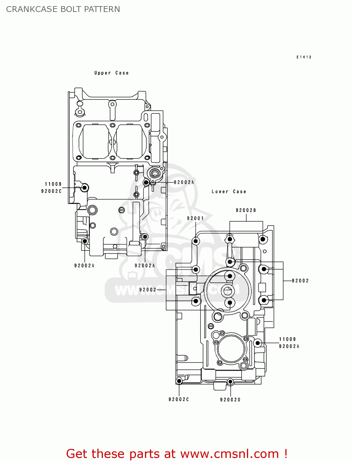 CRANKCASE BOLT PATTERN EX250F8 GPX250R 1994 UNITED KINGDOM