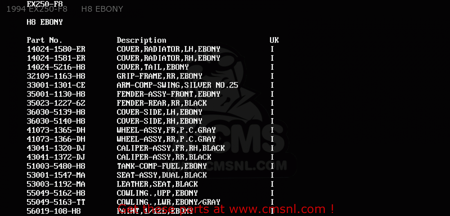 1994 EX250-F8     H8 EBONY EX250F8 GPX250R 1994 UNITED KINGDOM