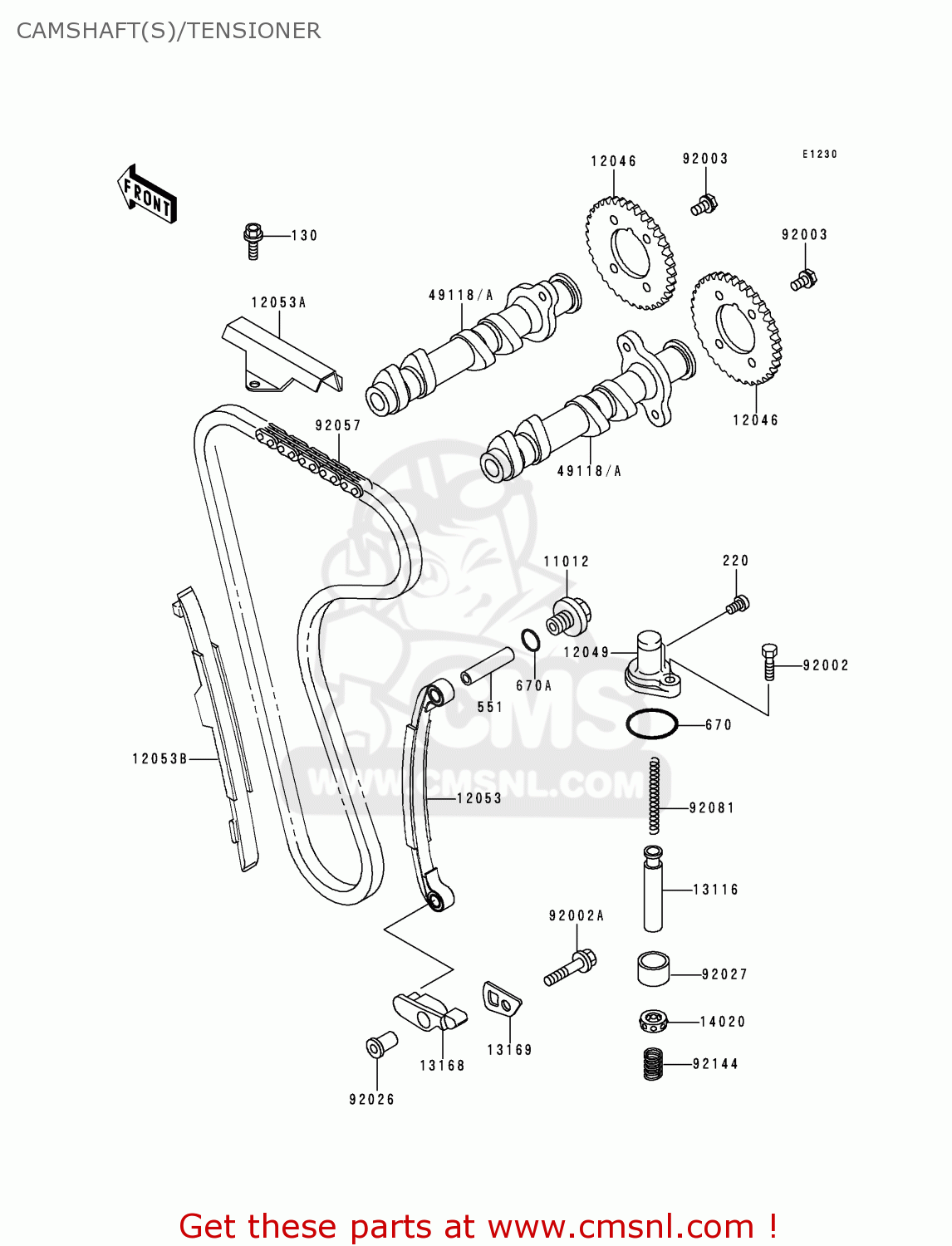 CAMSHAFT(S)/TENSIONER EX250F8 NINJA 250R 1994 USA CALIFORNIA CANADA