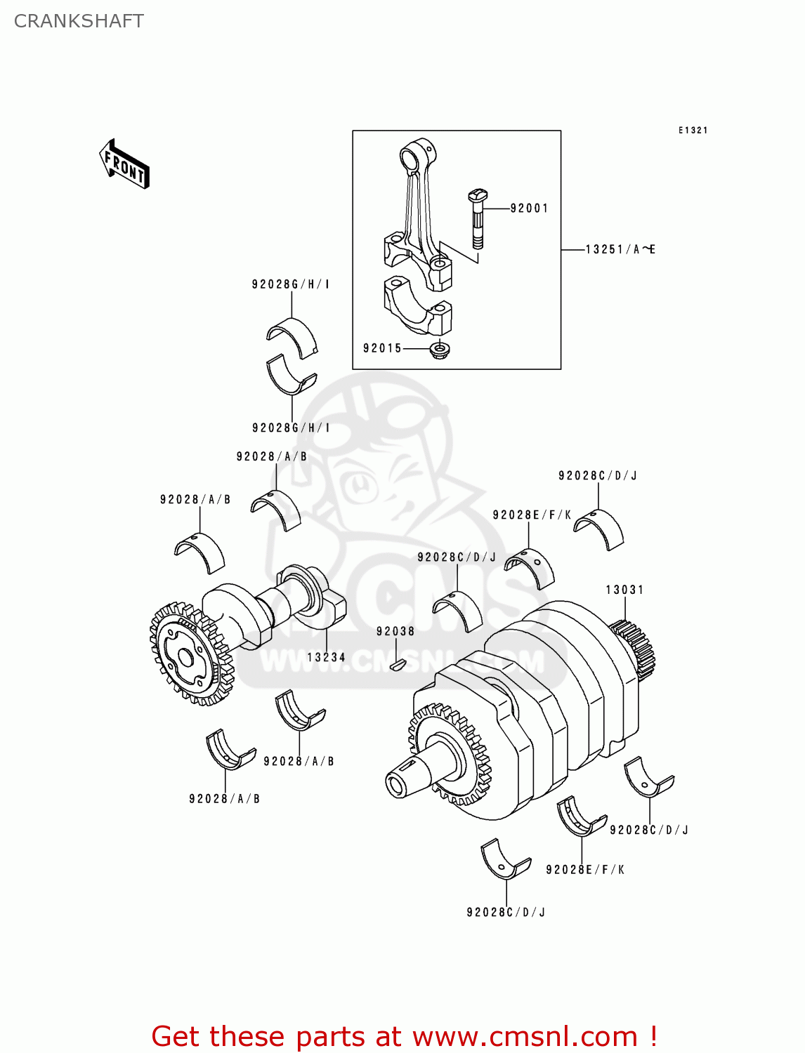 CRANKSHAFT EX250F8 NINJA 250R 1994 USA CALIFORNIA CANADA