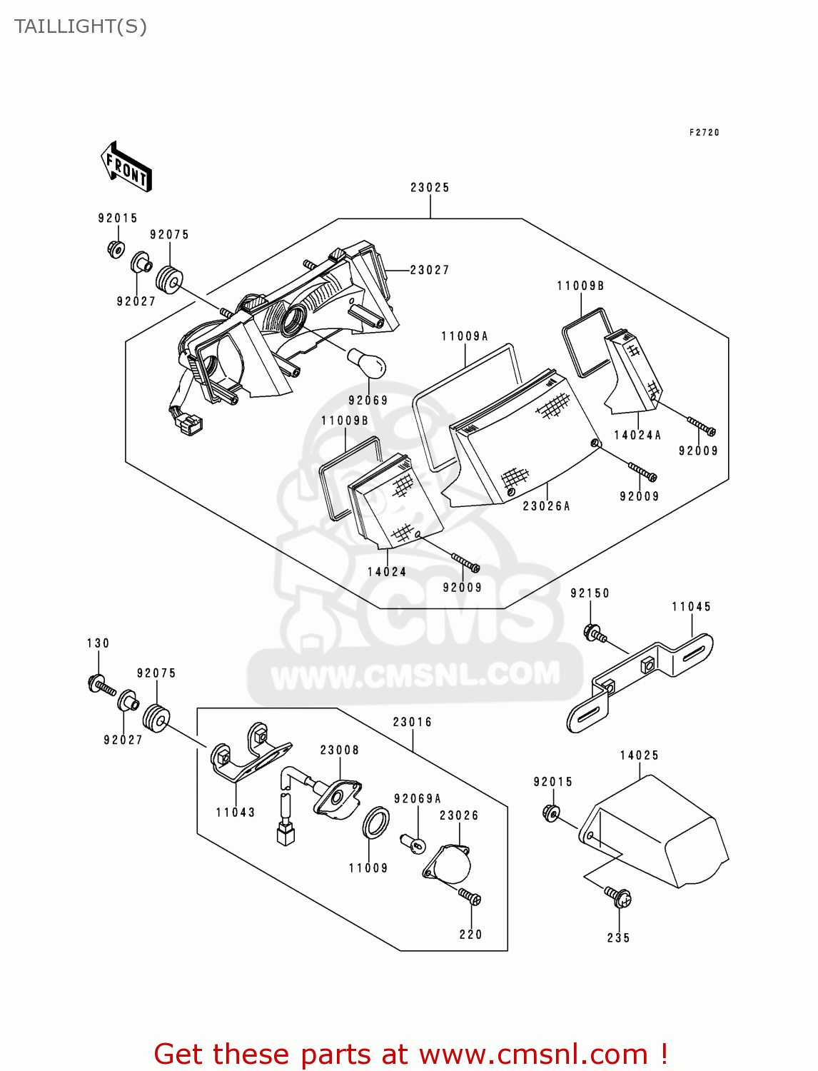 TAILLIGHT(S) EX250F8 NINJA 250R 1994 USA CALIFORNIA CANADA