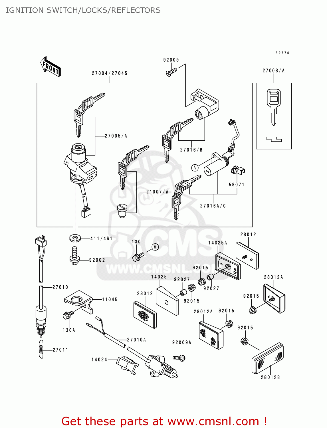 IGNITION SWITCH/LOCKS/REFLECTORS EX250F8 NINJA 250R 1994 USA CALIFORNIA CANADA