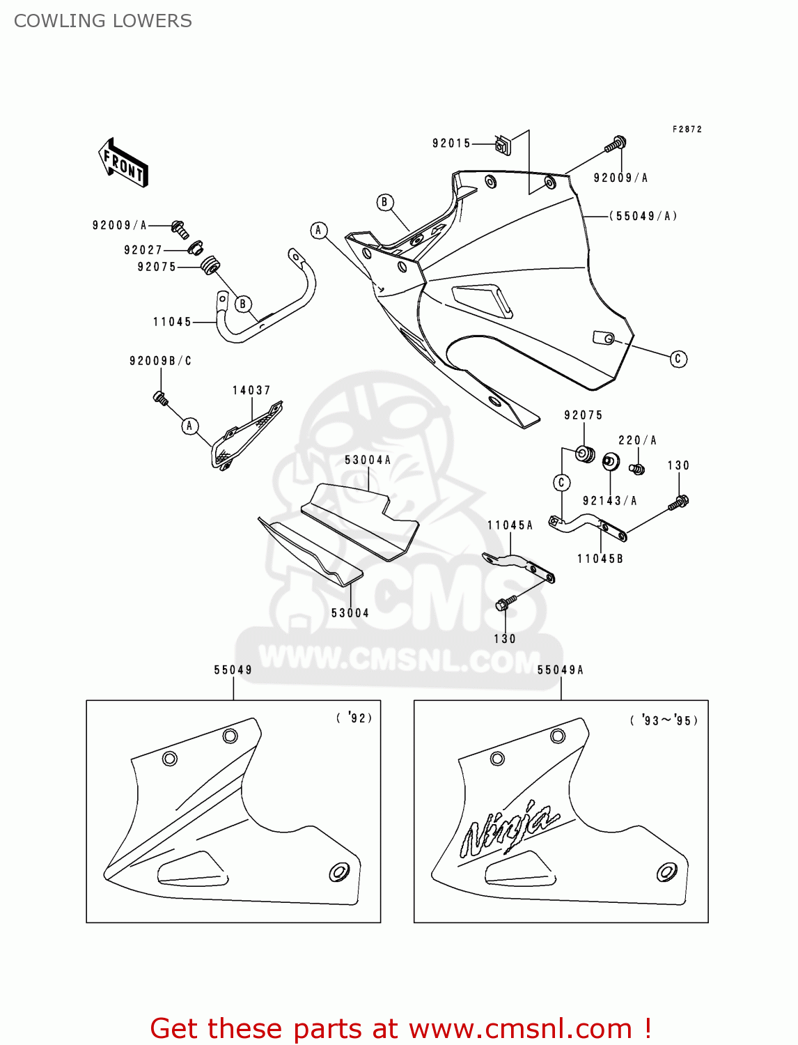 COWLING LOWERS EX250F8 NINJA 250R 1994 USA CALIFORNIA CANADA