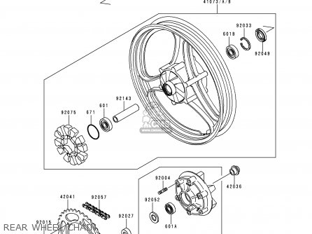 REAR WHEEL/CHAIN - EX250F8 NINJA 250R 1994 USA CALIFORNIA CANADA