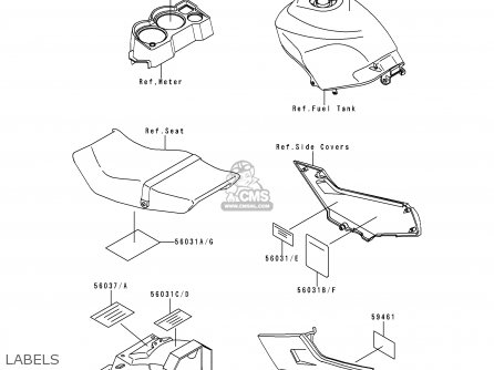 LABELS - EX250F8 NINJA 250R 1994 USA CALIFORNIA CANADA