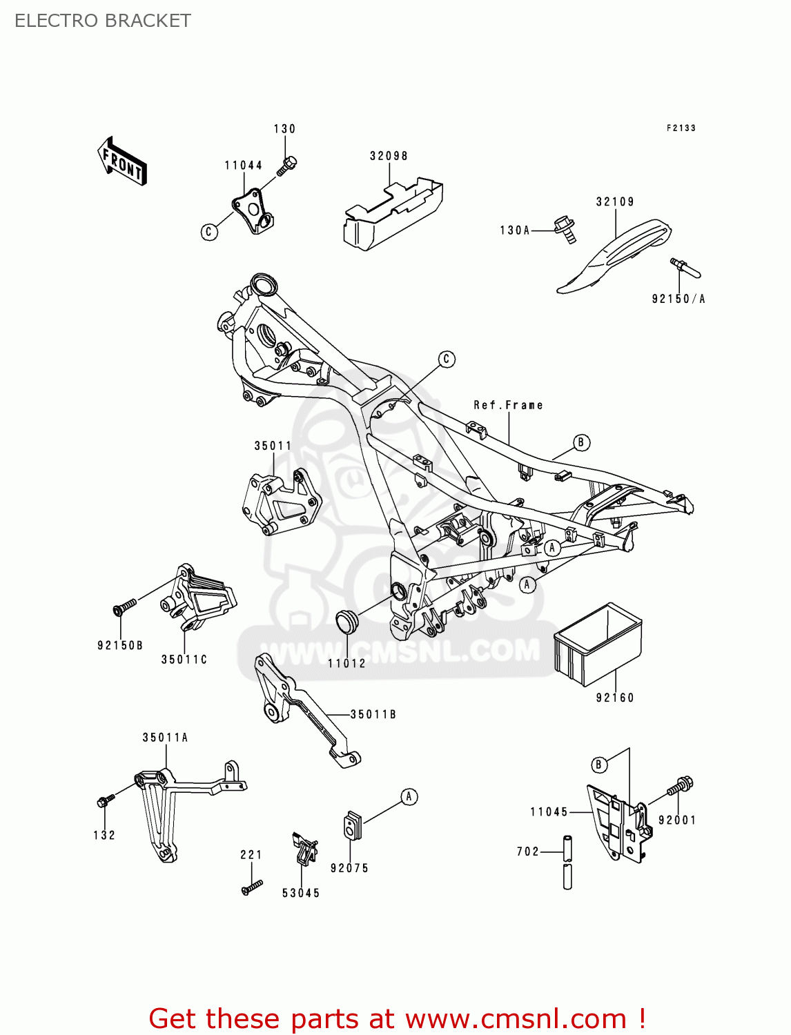 ELECTRO BRACKET EX250F9 NINJA 250R 1995 USA CALIFORNIA CANADA