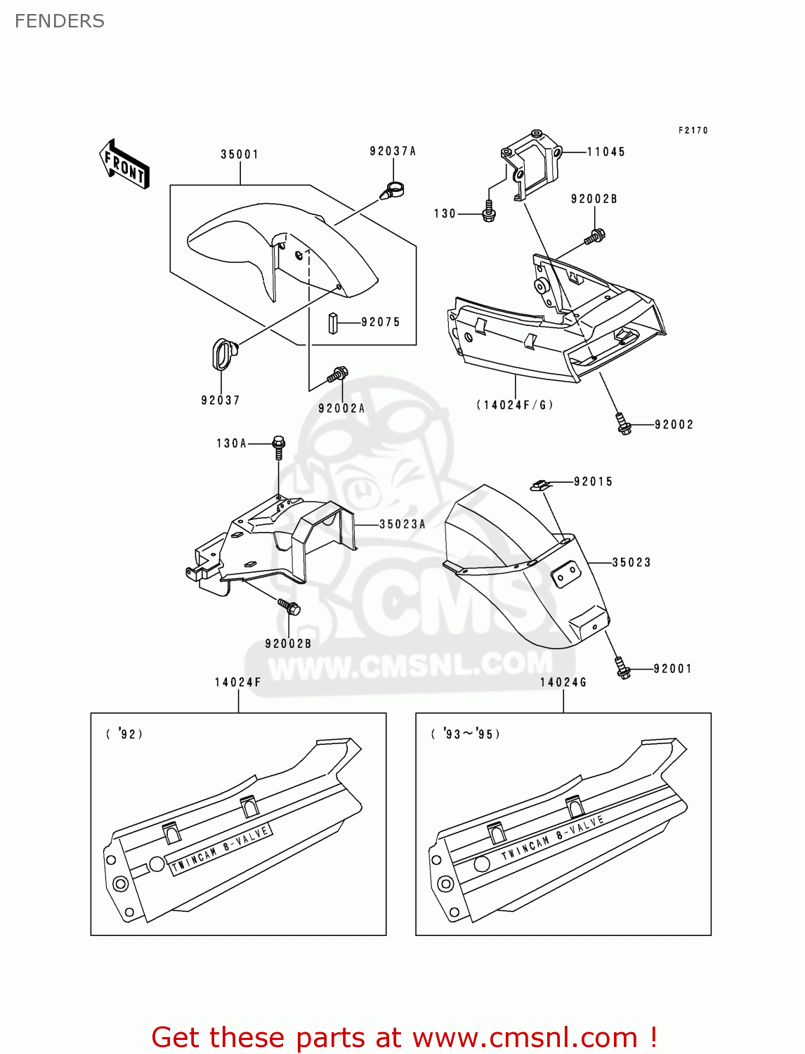 FENDERS EX250F9 NINJA 250R 1995 USA CALIFORNIA CANADA