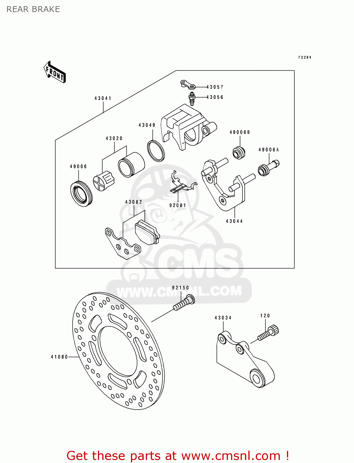 REAR BRAKE EX250H1 ZZR250 1990 EUROPE UK AR GR NR ST