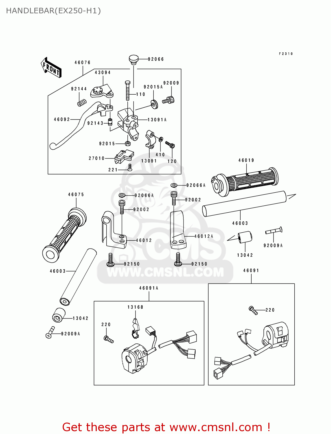 HANDLEBAR(EX250-H1) EX250H1 ZZR250 1990 EUROPE UK AR GR NR ST