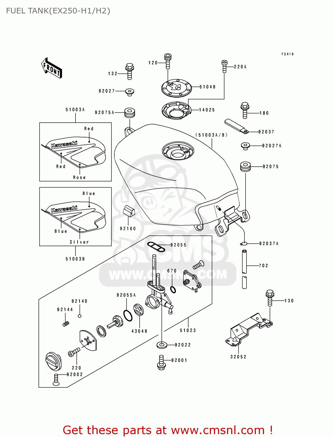 FUEL TANK(EX250-H1/H2) EX250H1 ZZR250 1990 EUROPE UK AR GR NR ST
