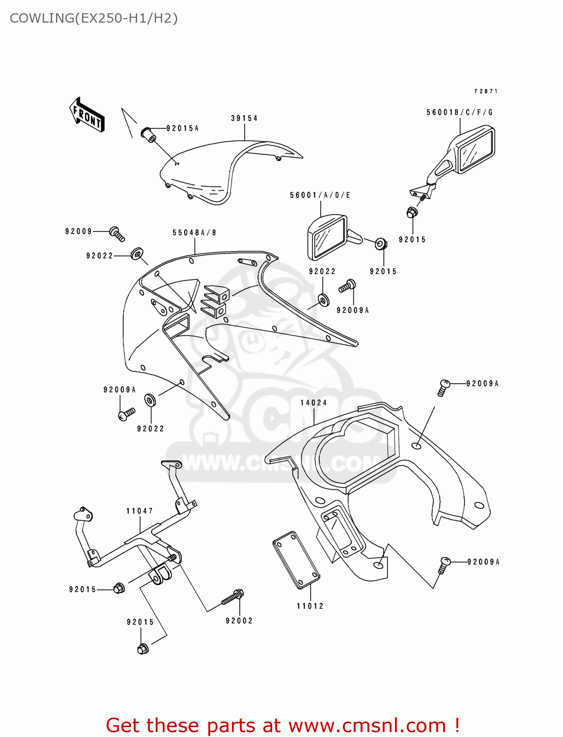 COWLING(EX250-H1/H2) EX250H1 ZZR250 1990 EUROPE UK AR GR NR ST