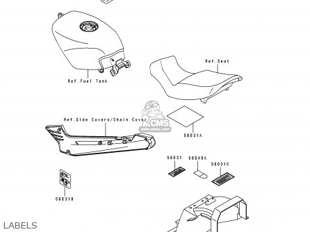LABELS - EX250H1 ZZR250 1990 EUROPE UK AR GR NR ST