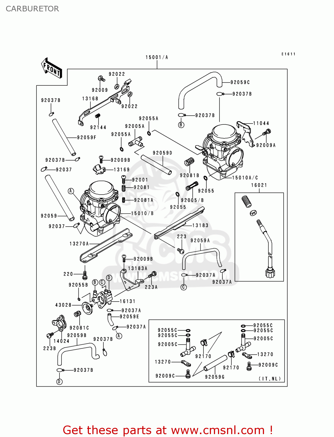 CARBURETOR EX250H10 ZZR250 1999 NETHERLANDS IT SP