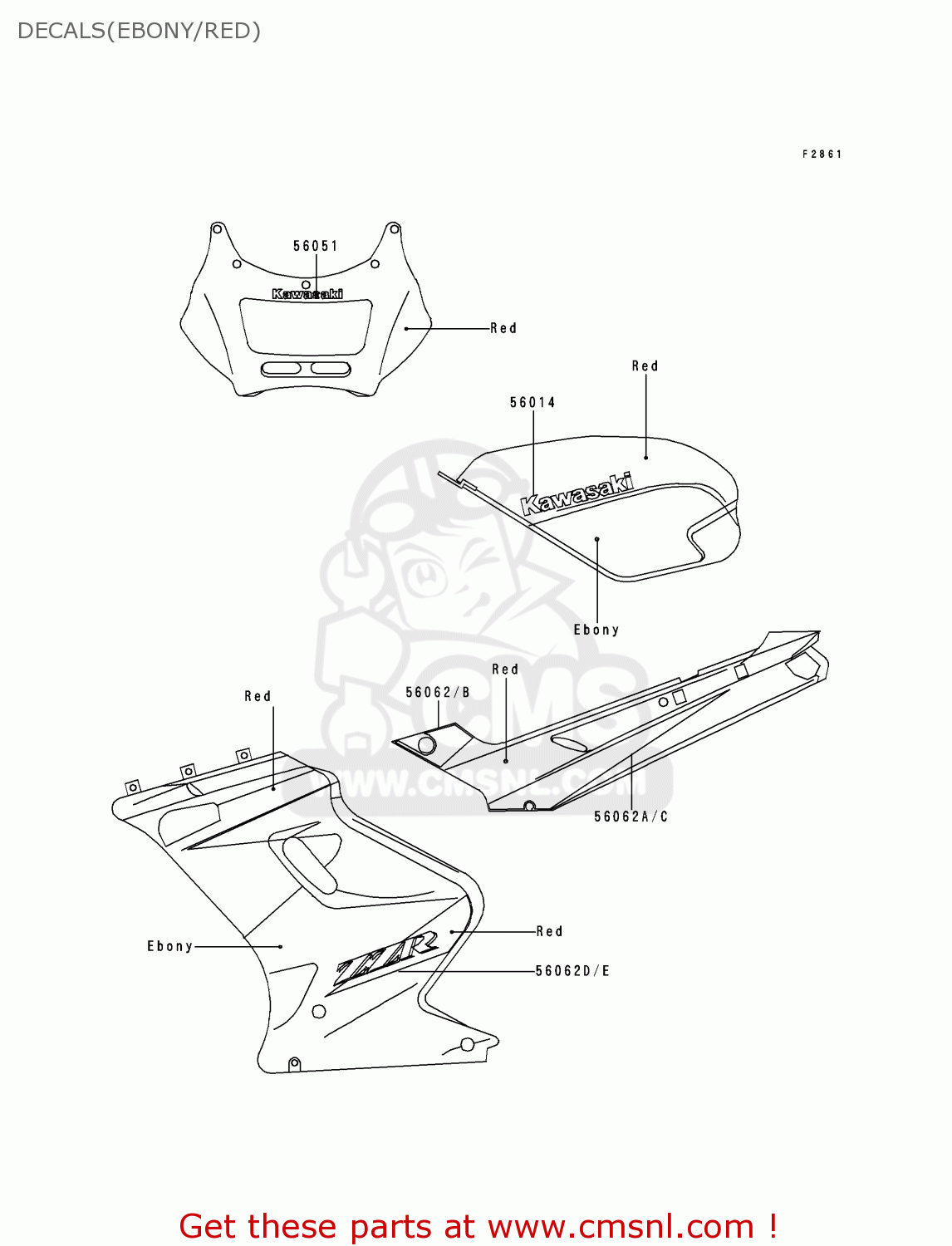 DECALS(EBONY/RED) EX250H10 ZZR250 1999 NETHERLANDS IT SP
