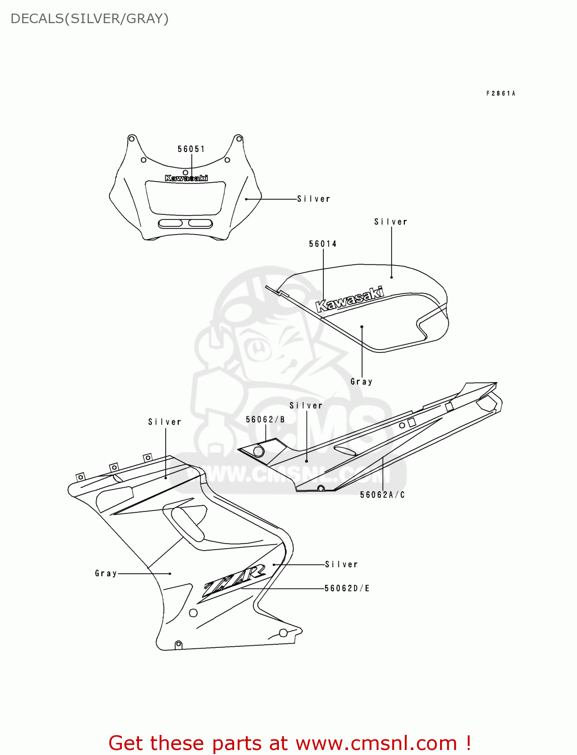DECALS(SILVER/GRAY) EX250H10 ZZR250 1999 NETHERLANDS IT SP