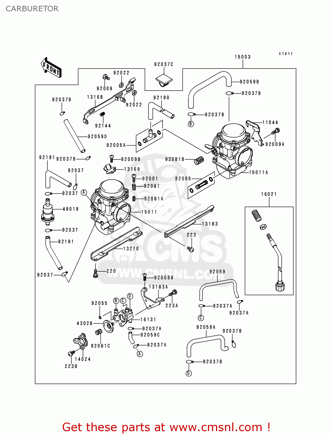 CARBURETOR EX250H11 NINJA 250R 2000 CANADA
