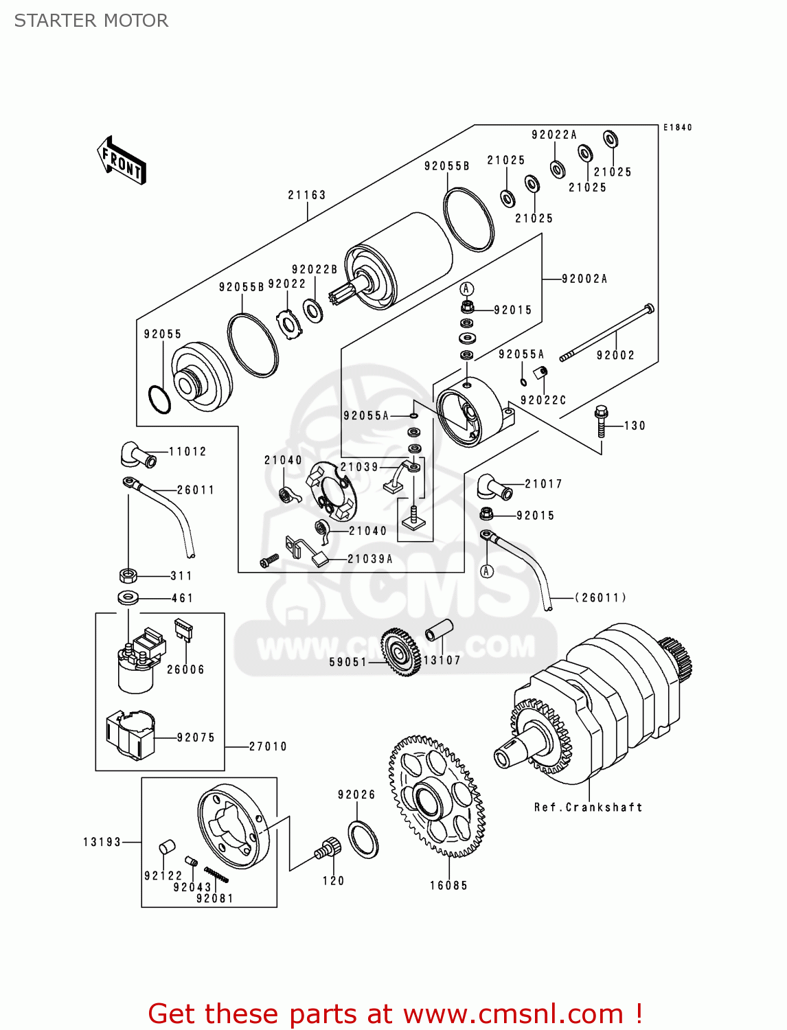 STARTER MOTOR EX250H11 NINJA 250R 2000 CANADA