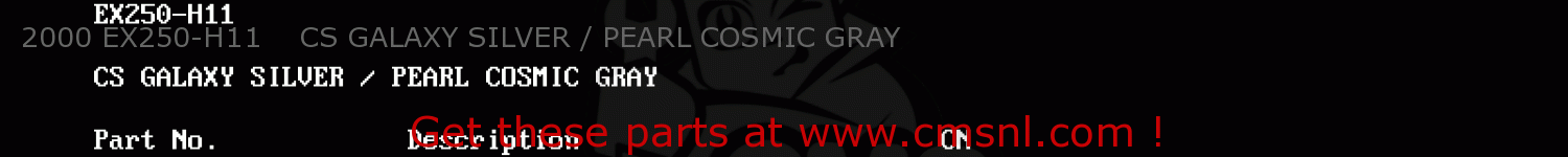 2000 EX250-H11    CS GALAXY SILVER / PEARL COSMIC GRAY EX250H11 NINJA 250R 2000 CANADA
