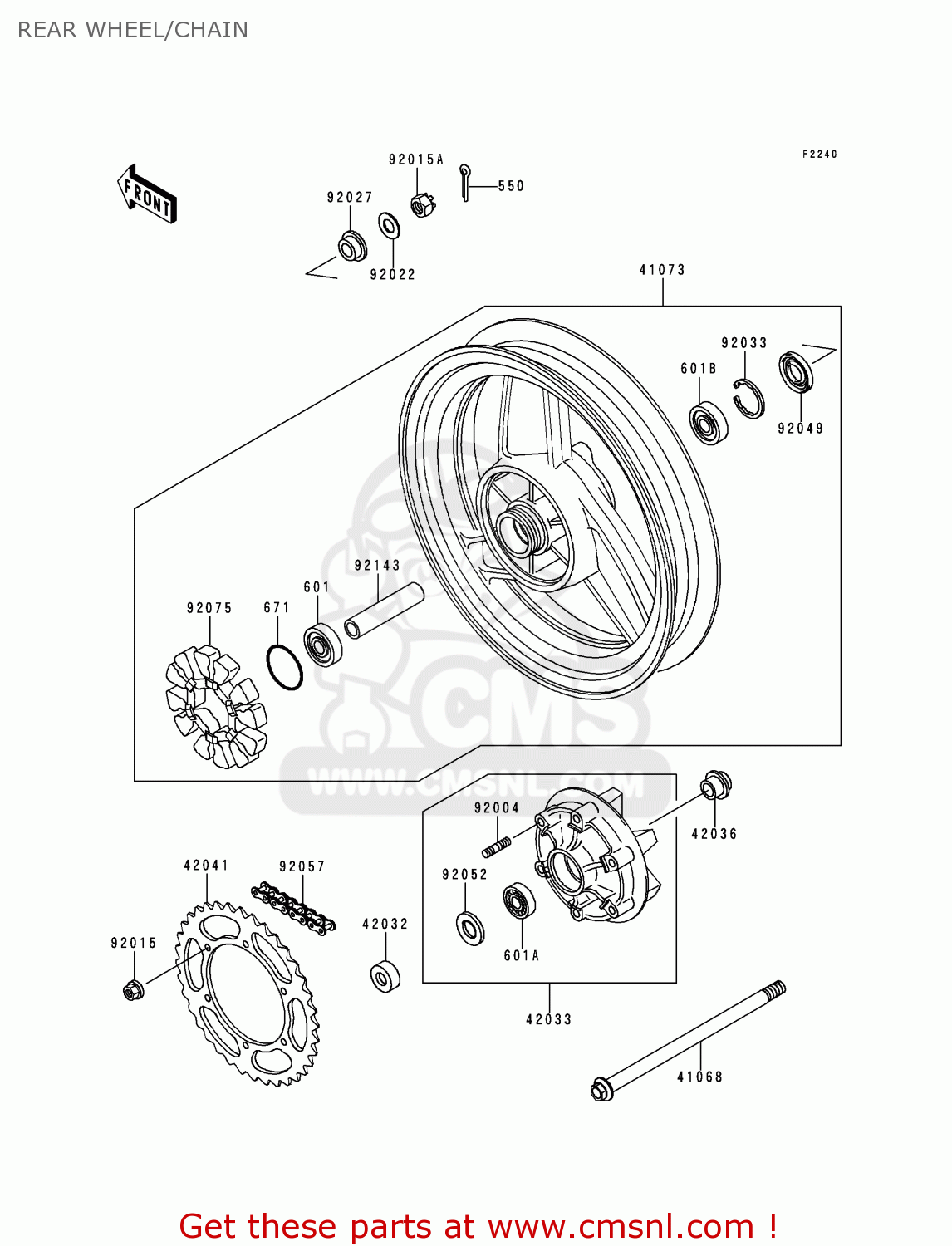 REAR WHEEL/CHAIN EX250H11 NINJA 250R 2000 CANADA