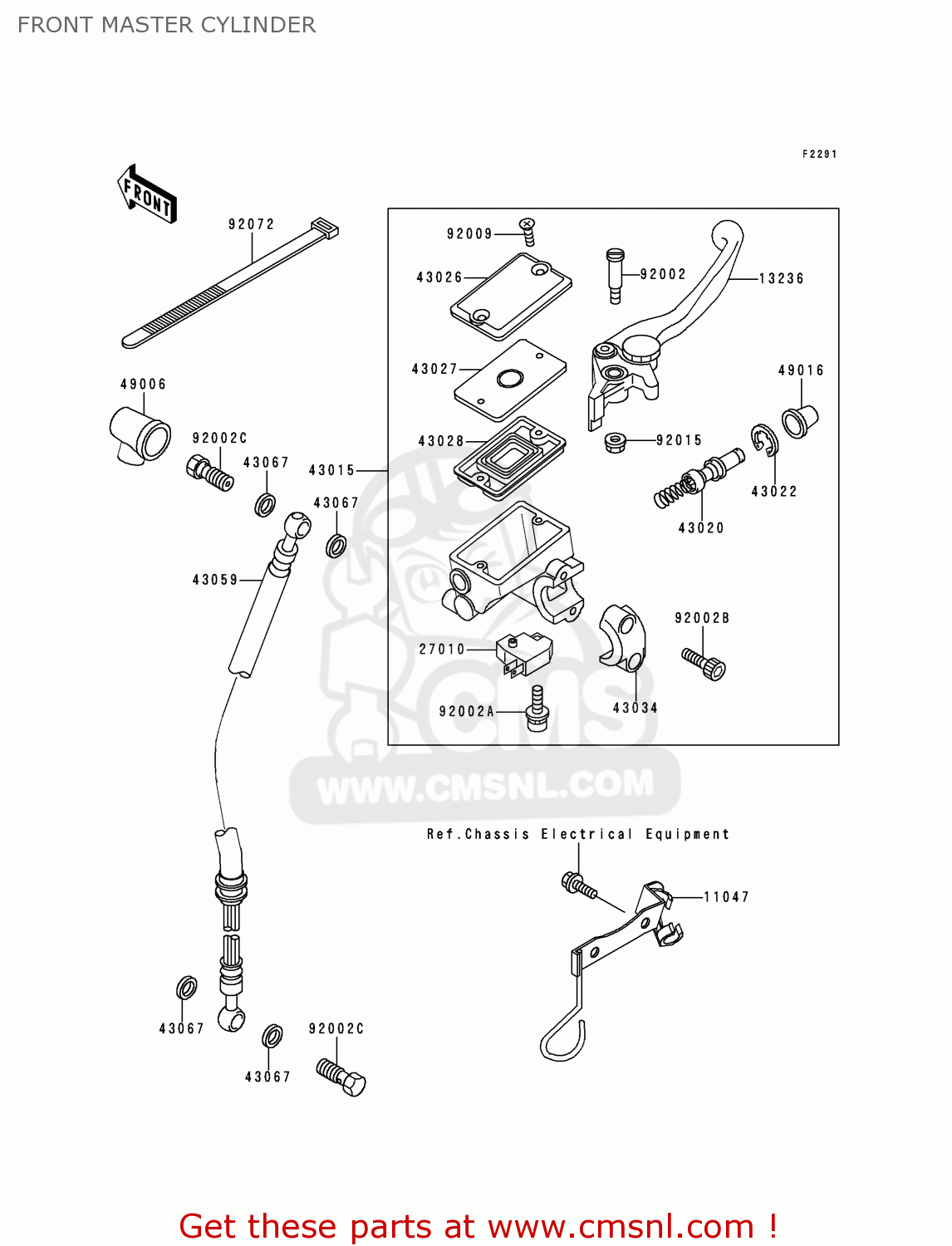FRONT MASTER CYLINDER EX250H11 NINJA 250R 2000 CANADA
