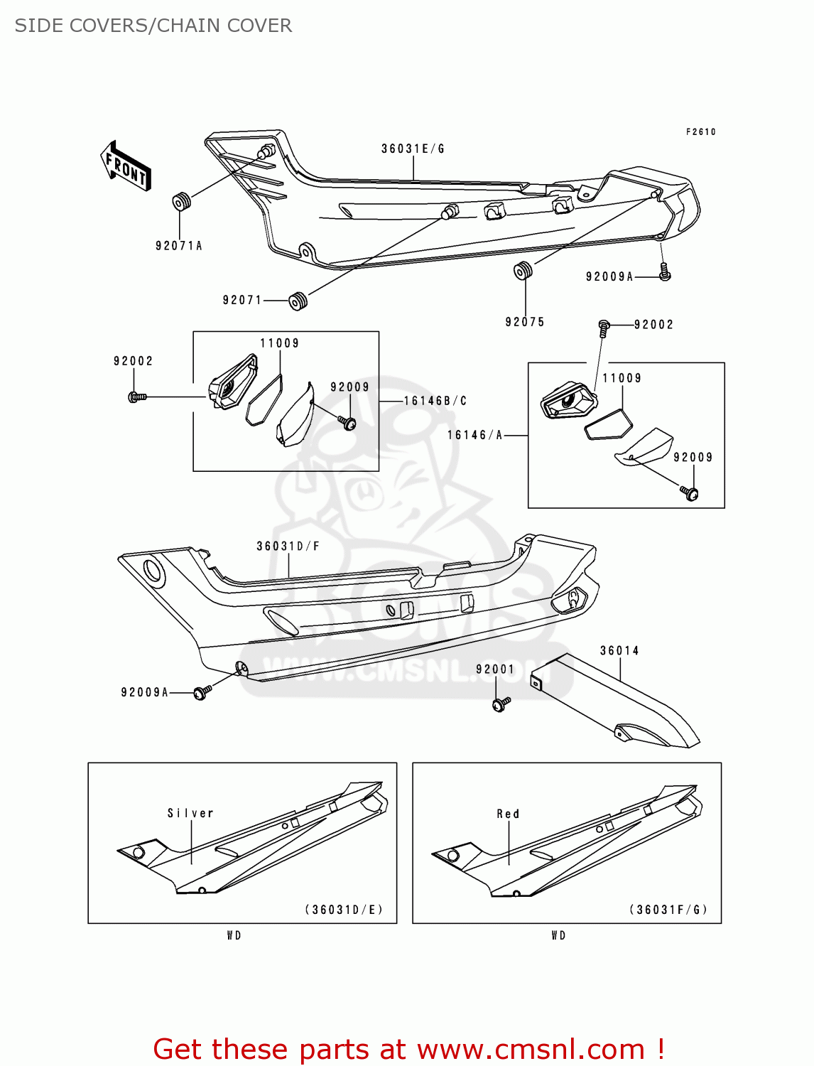 SIDE COVERS/CHAIN COVER EX250H11 NINJA 250R 2000 CANADA