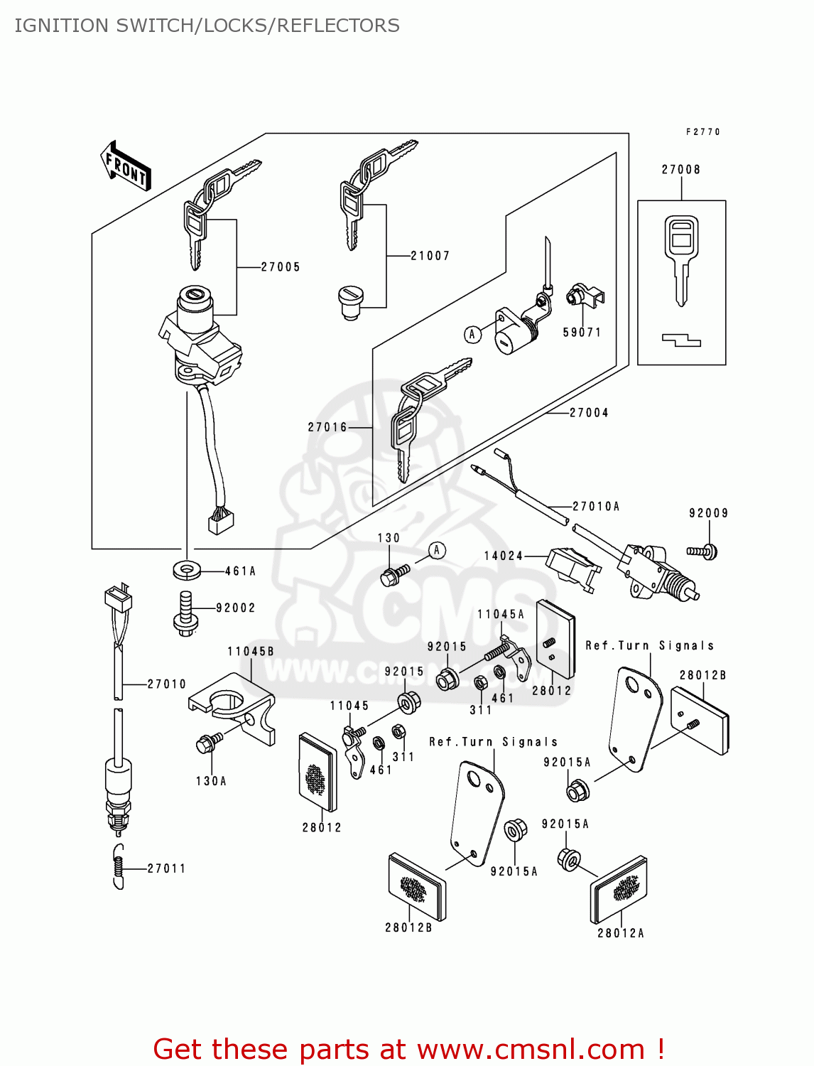 IGNITION SWITCH/LOCKS/REFLECTORS EX250H11 NINJA 250R 2000 CANADA