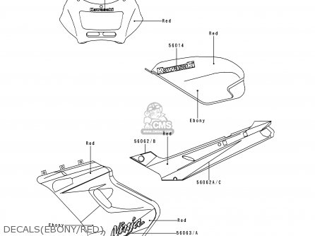 DECALS(EBONY/RED) - EX250H11 NINJA 250R 2000 CANADA