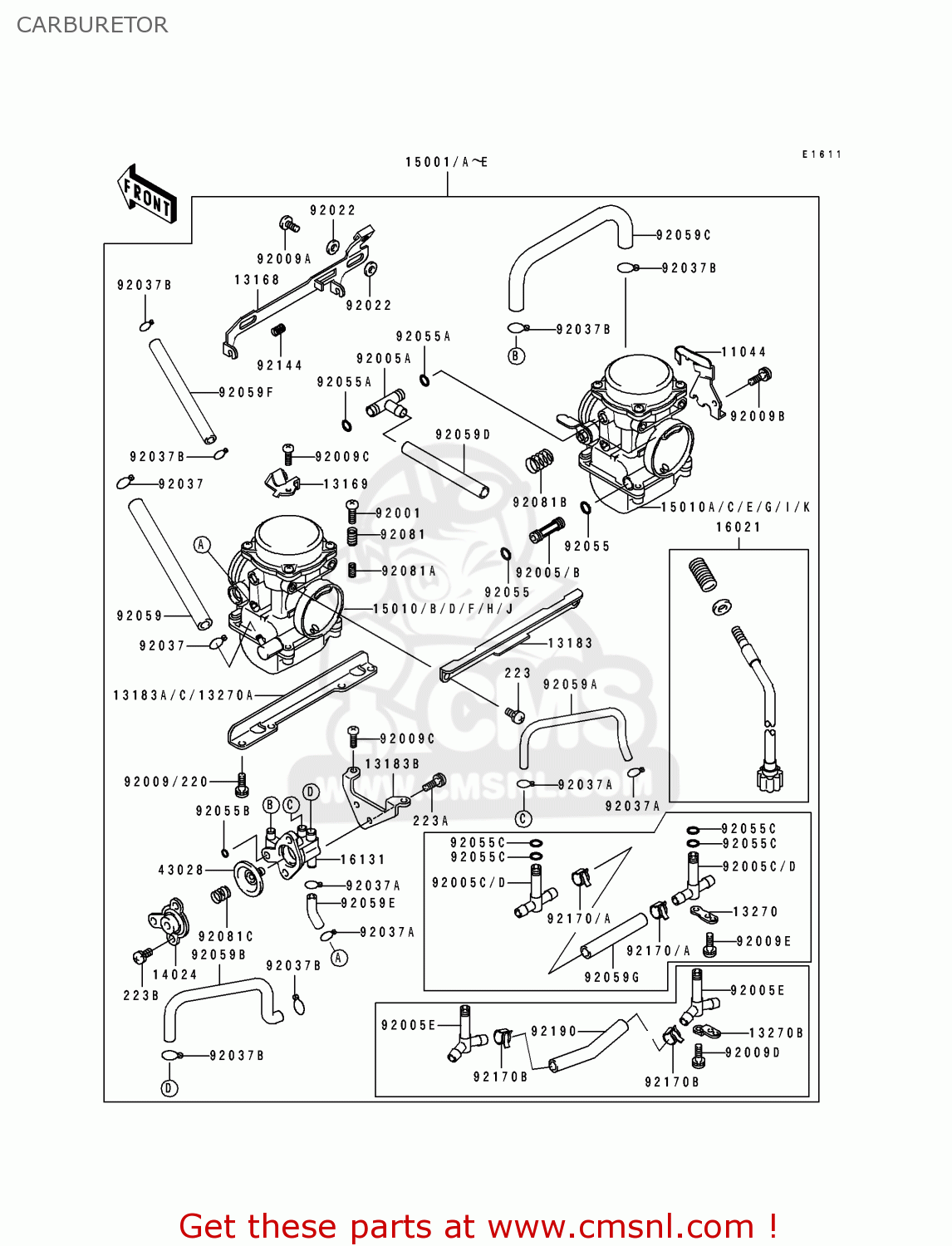 CARBURETOR EX250H2 ZZR250 1991 EUROPE UK AR GR NR