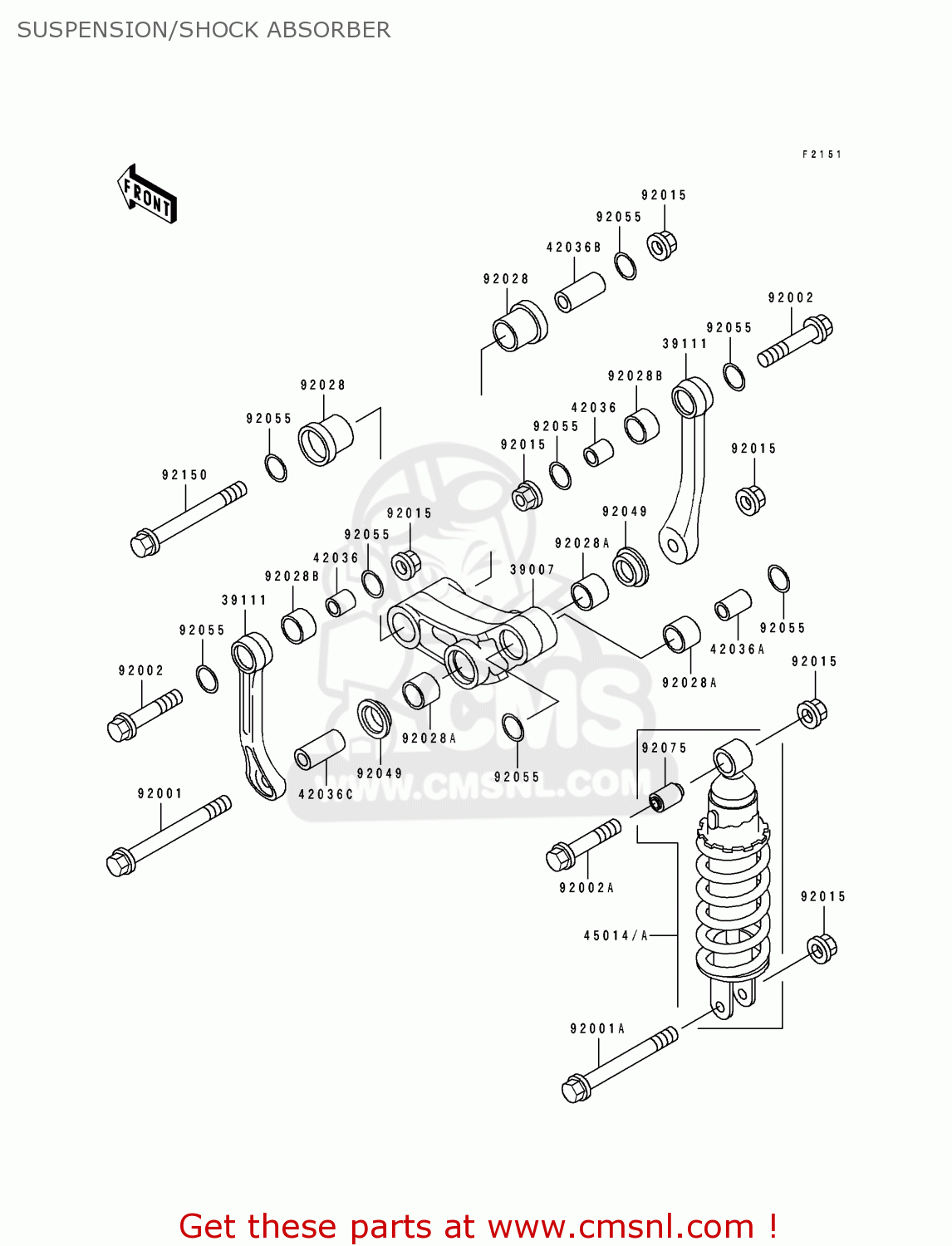 SUSPENSION/SHOCK ABSORBER EX250H2 ZZR250 1991 EUROPE UK AR GR NR