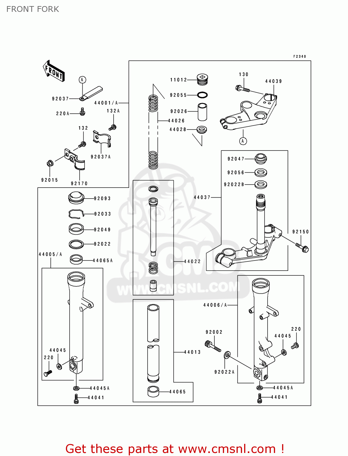 FRONT FORK EX250H2 ZZR250 1991 EUROPE UK AR GR NR