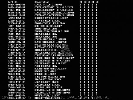 1991 EX250-H2     HV METALLIC OPAL SILVER / METALLIC SONIC B - EX250H2 ZZR250 1991 EUROPE UK AR GR NR