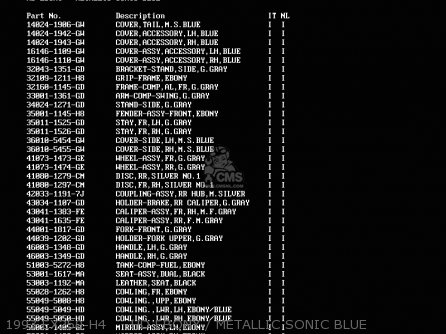 1993 EX250-H4     HD EBONY / METALLIC SONIC BLUE - EX250H2 ZZR250 1991 EUROPE UK AR GR NR