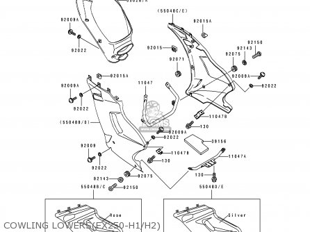 COWLING LOWERS(EX250-H1/H2) - EX250H2 ZZR250 1991 EUROPE UK AR GR NR