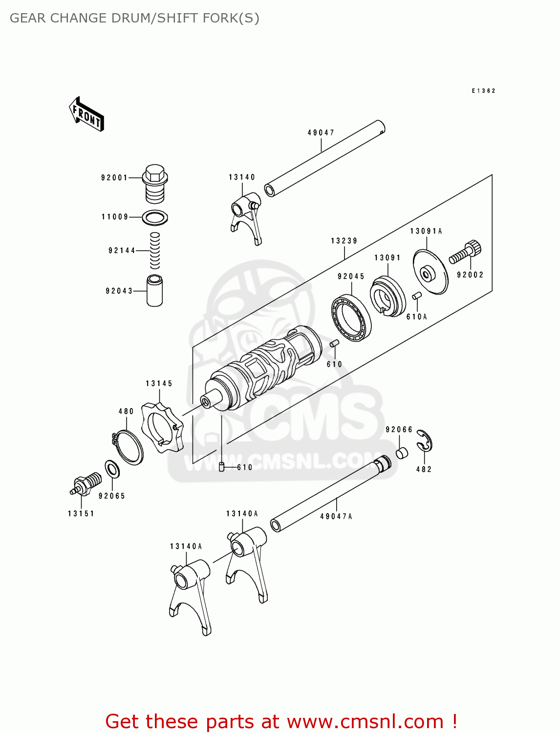 GEAR CHANGE DRUM/SHIFT FORK(S) EX250H3 ZZR250 1992 EUROPE UK AR GR NR ST