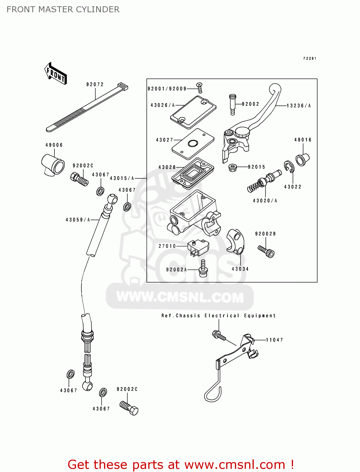 FRONT MASTER CYLINDER EX250H3 ZZR250 1992 EUROPE UK AR GR NR ST