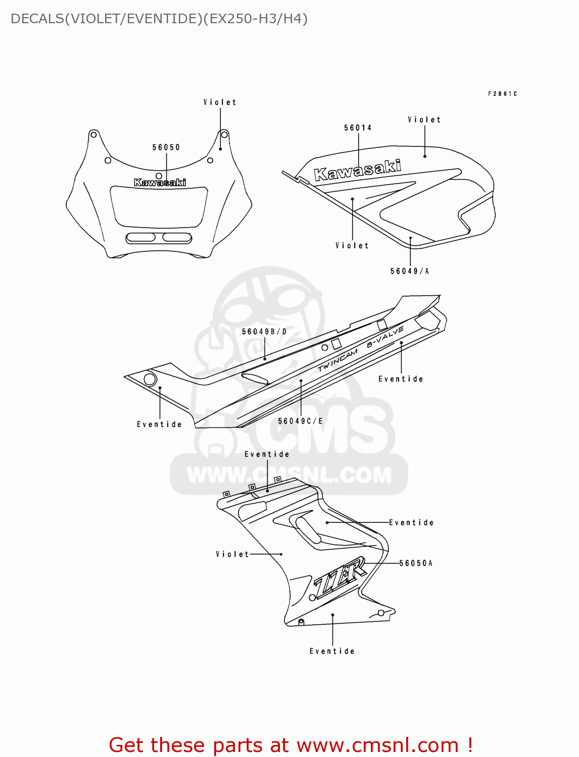 DECALS(VIOLET/EVENTIDE)(EX250-H3/H4) EX250H3 ZZR250 1992 EUROPE UK AR GR NR ST