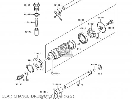 GEAR CHANGE DRUM/SHIFT FORK(S) - EX250H3 ZZR250 1992 EUROPE UK AR GR NR ST