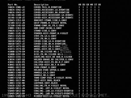 1992 EX250-H3     KA METALLIC VIOLET ROYAL / METALLIC EVENTI - EX250H3 ZZR250 1992 EUROPE UK AR GR NR ST