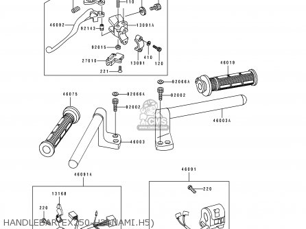 HANDLEBAR(EX250-H2&NAMI.H5) - EX250H3 ZZR250 1992 EUROPE UK AR GR NR ST