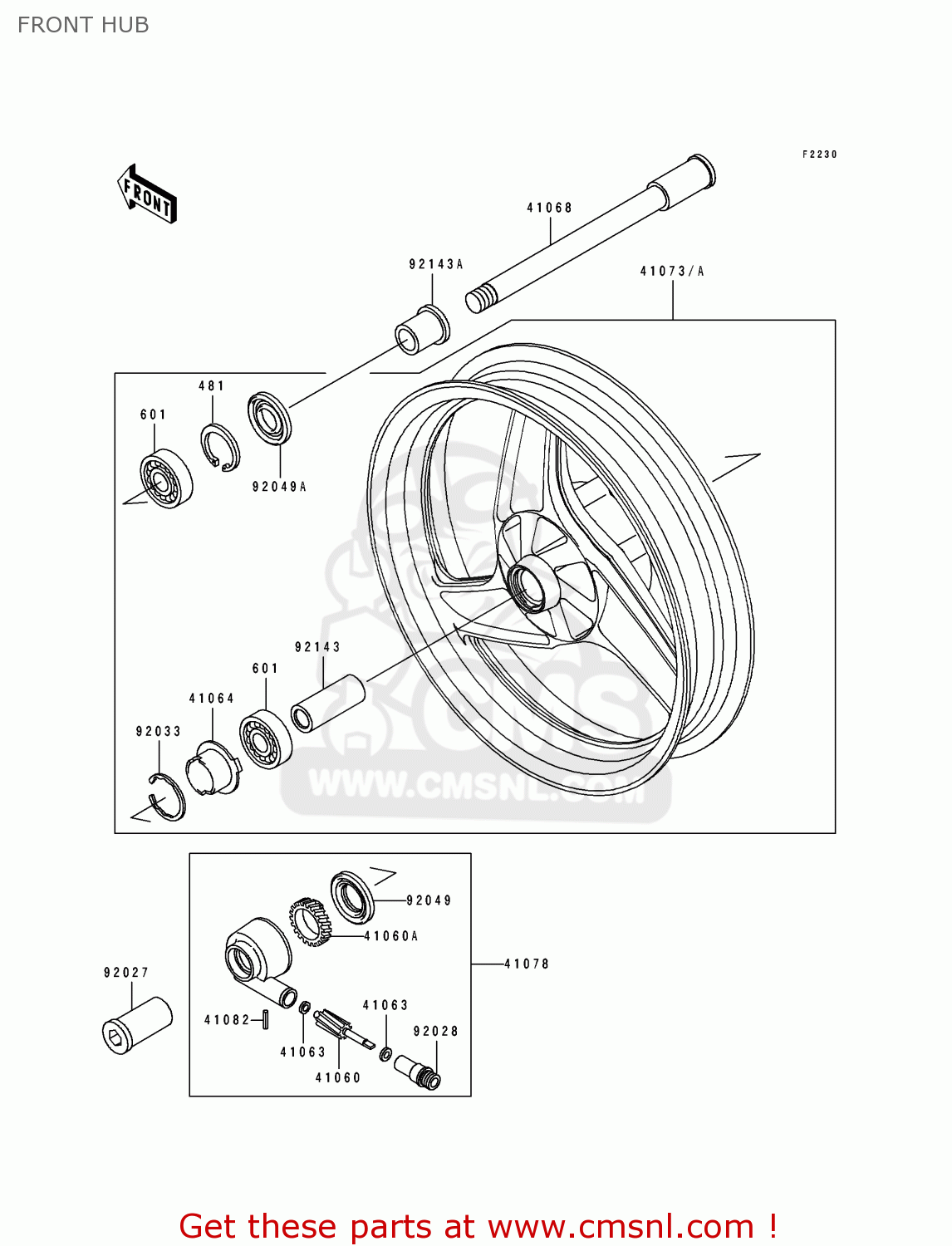 FRONT HUB EX250H4 ZZR250 1993 NETHERLANDS IT