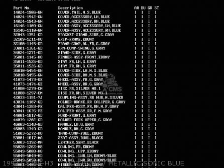 1992 EX250-H3     HD EBONY / METALLIC SONIC BLUE - EX250H4 ZZR250 1993 NETHERLANDS IT