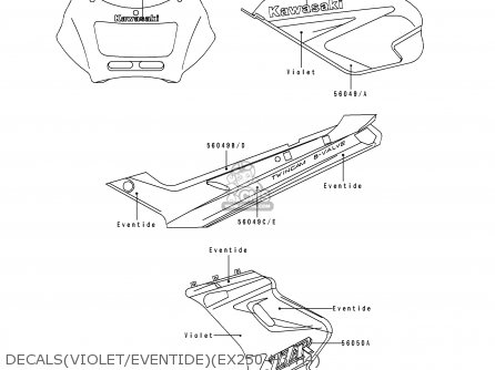 DECALS(VIOLET/EVENTIDE)(EX250-H3/H4) - EX250H4 ZZR250 1993 NETHERLANDS IT