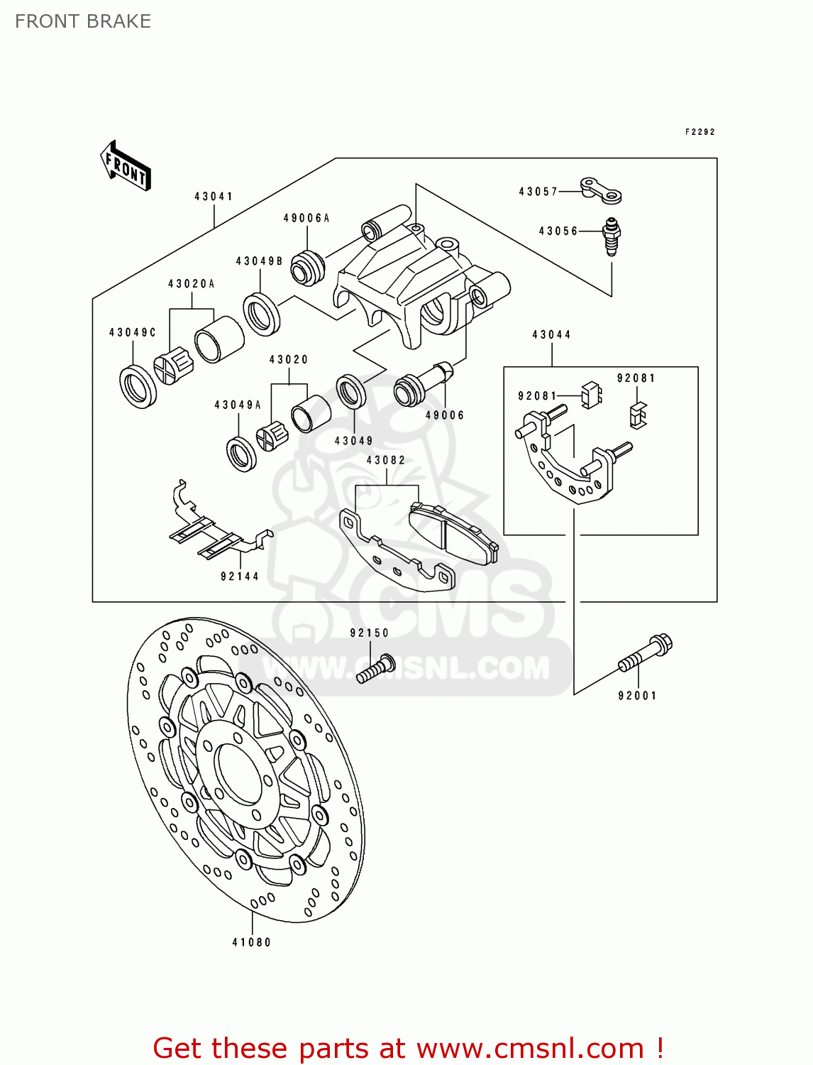 FRONT BRAKE EX250H5 ZZR250 1994 EUROPE NL AR GR IT