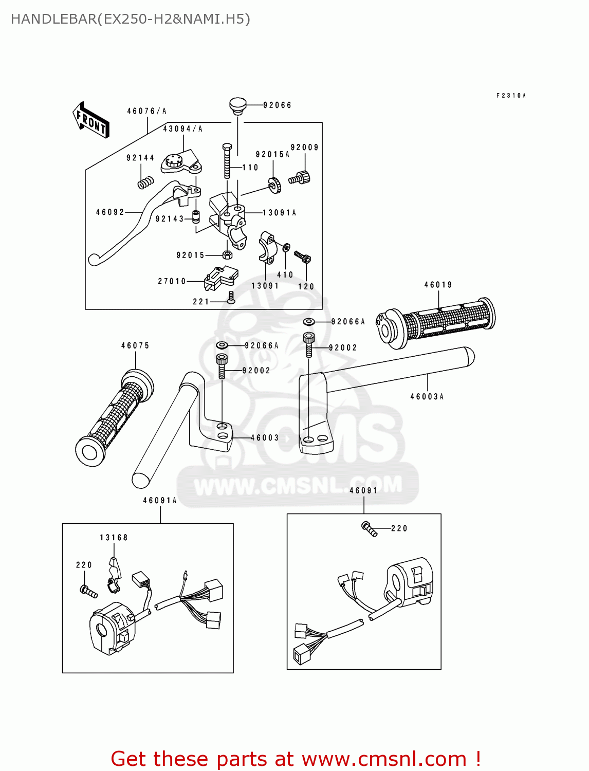 HANDLEBAR(EX250-H2&NAMI.H5) EX250H5 ZZR250 1994 EUROPE NL AR GR IT