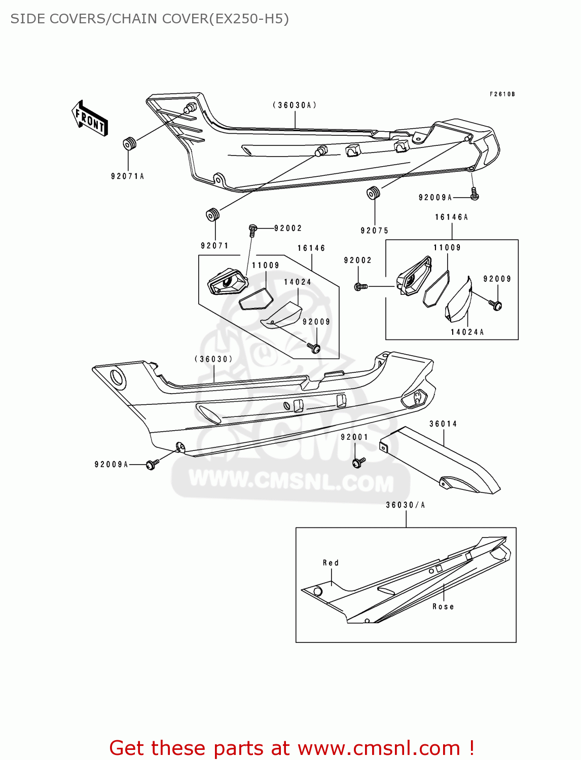 SIDE COVERS/CHAIN COVER(EX250-H5) EX250H5 ZZR250 1994 EUROPE NL AR GR IT