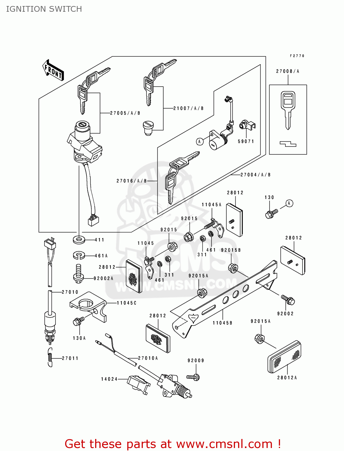 IGNITION SWITCH EX250H5 ZZR250 1994 EUROPE NL AR GR IT